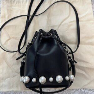 FENDI Calfskin Pearl Mini Mon Tresor Bag in Black